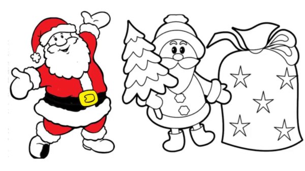 Картинки Деда Мороза для срисовки
