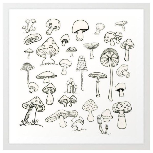 Мини тату эскизы грибы