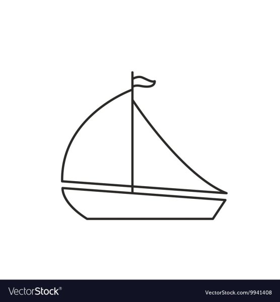 Контур кораблика с парусом