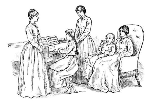 Маленькие женщины карандашом