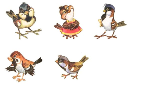 Воробьи мультяшные