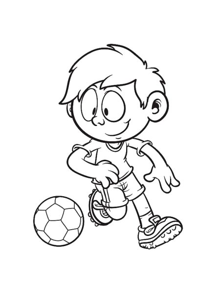 Раскраска мальчик с мячом