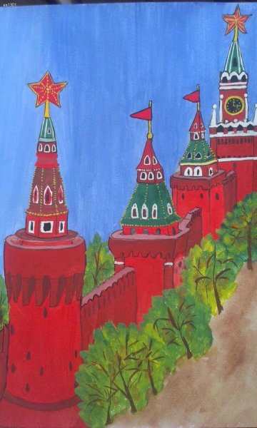 Спасская башня Московского Кремля раскраска