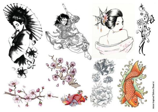 Мини тату в азиатском стиле