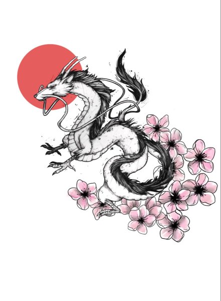 Дракон тату эскиз цветной