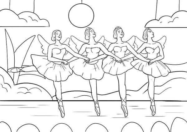 Балет Лебединое озеро раскраска