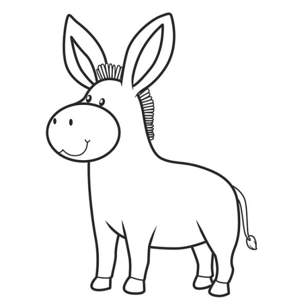 Раскраска ослик для детей 3-4 лет