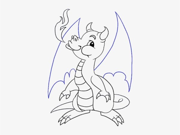 Милые дракончики карандашом