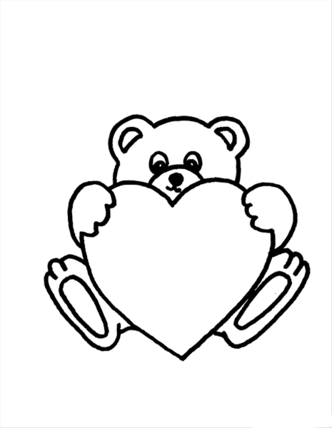 Раскраска мишка с сердечком
