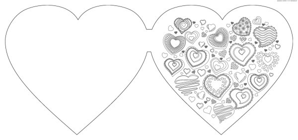 Открытка сердечко раскраска