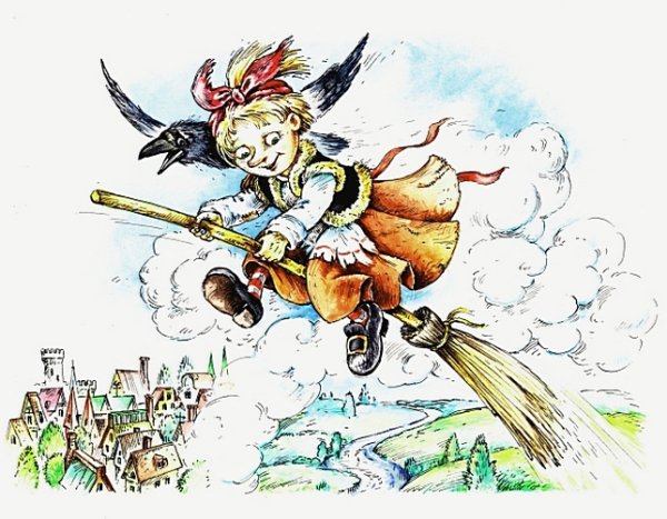 Отфрид Пройслер маленькая баба Яга карандашом