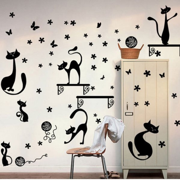 Наклейки на стену кошки
