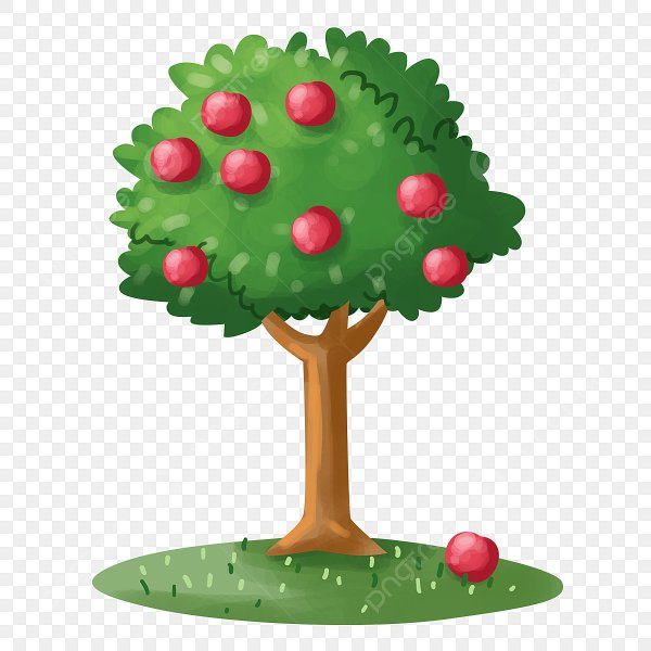 Дерево с разными яблоками для детей