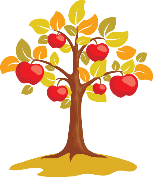 Раскрашивание дерева с яблоками