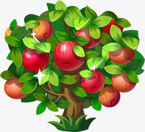 Дерево яблоня на прозрачном фоне