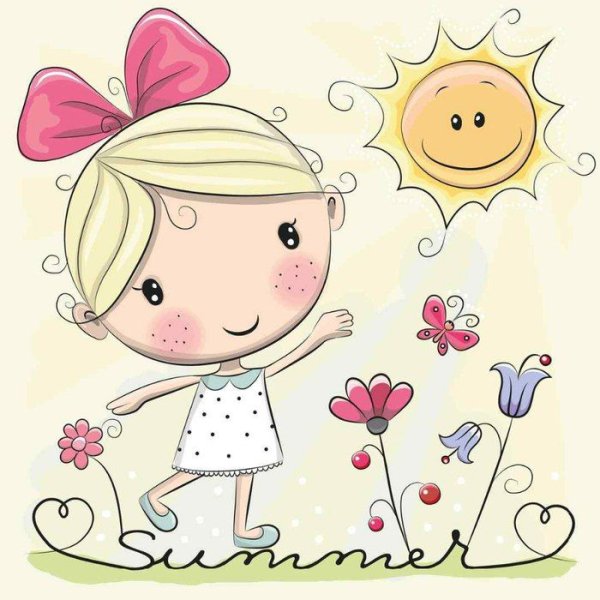 Девочка с бантиком мультяшная