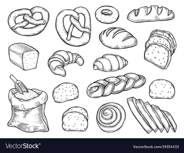 Хлебные изделия раскраска