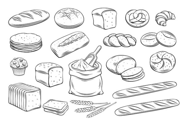 Хлеб вектор контур