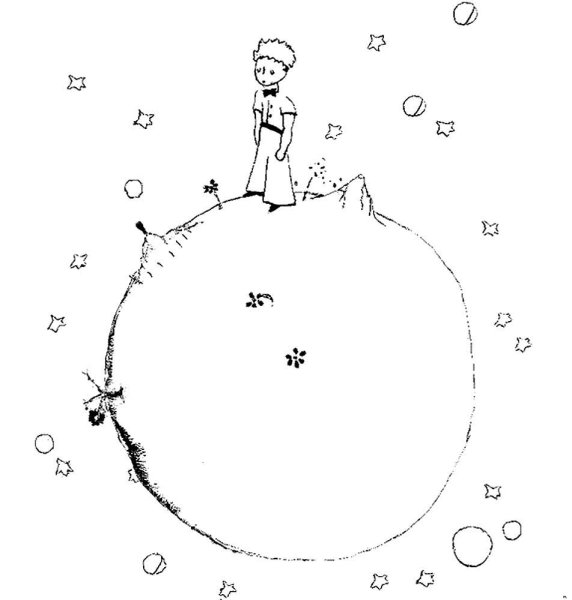 Маленький принц иллюстрации черно белые