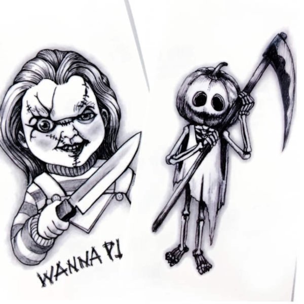 Рисунки цветными карандашами Чаки