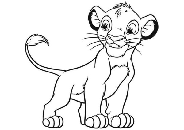 Раскраска Король Лев маленький Симба