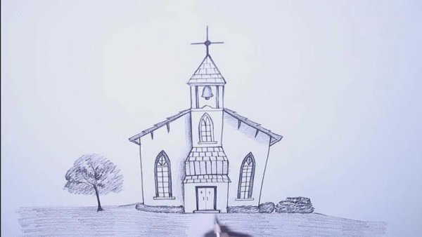 Церковь для срисовки карандашом