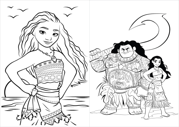Раскраска Моана и Мауи
