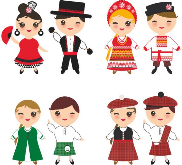 Векторные дети в национальных костюмах