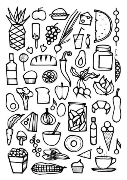 Маленькая еда разукрашка