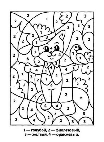 Зимние раскраски по номерам