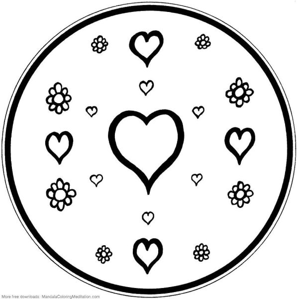 Кружок в сердечках раскраска