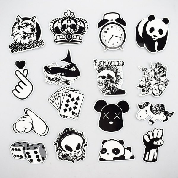 Наклейки черно белые