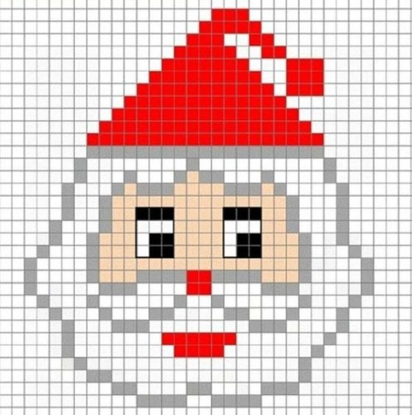 Рисунки по клеточкам новогодние