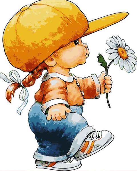 Дети с цветами мультяшные