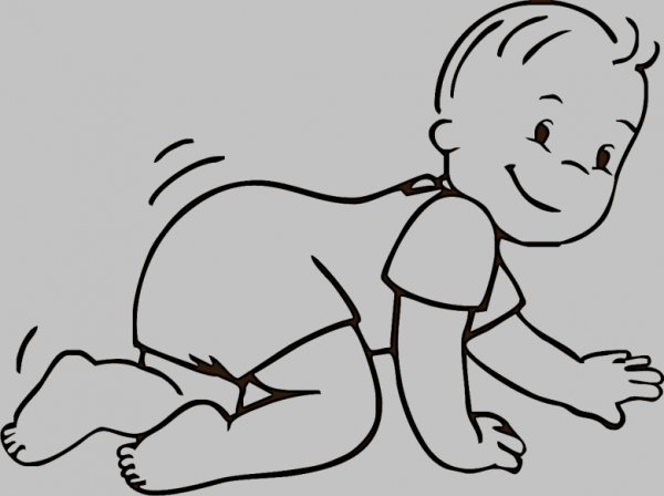 Раскраска ребенок ползающий