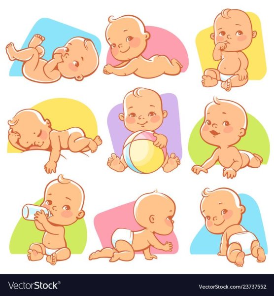 Младенцы до года вектор