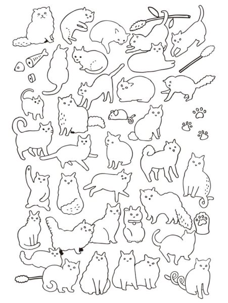 Раскраска котики много