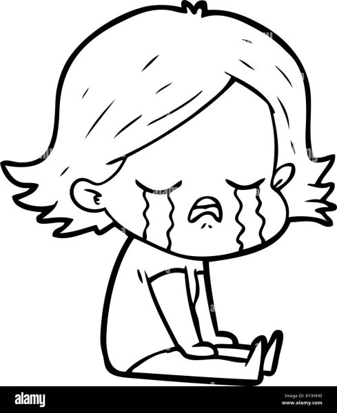 Девочка плачет раскраска для детей