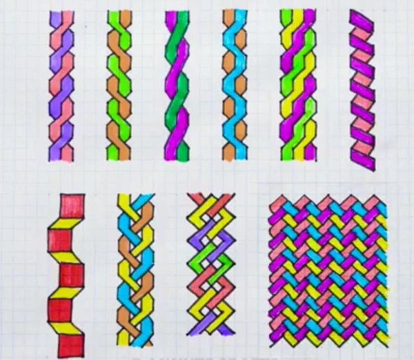 Рисунки по клеточкам косички