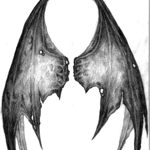 Крылья демона карандашом