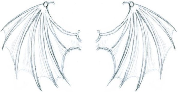 Крылья демона карандашом