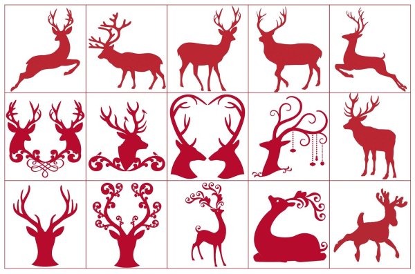 Милые новогодние олени для срисовки