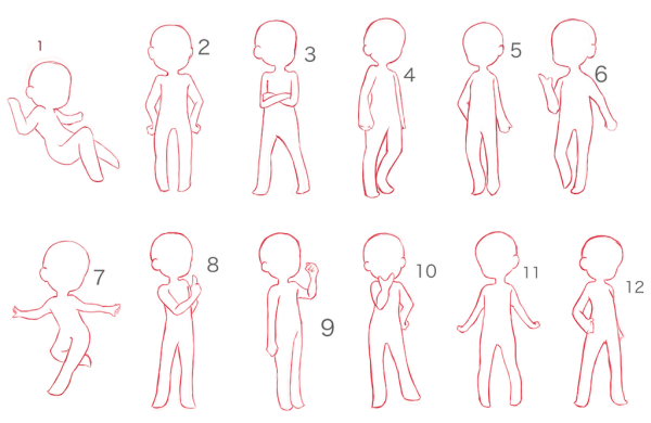 Аниме Чиби позы