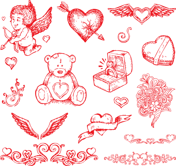 Эскизы на день Святого Валентина