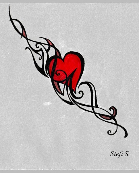 Сердце тату эскиз
