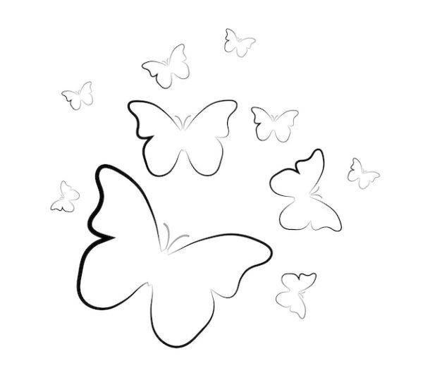 Маленькие бабочки контур