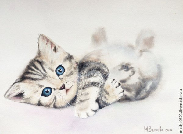 Милые Акварельные котенок