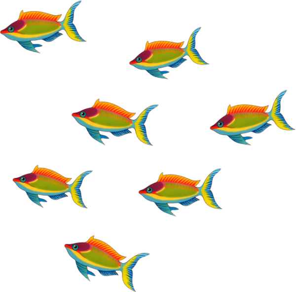 Мелкие рыбки на прозрачном фоне