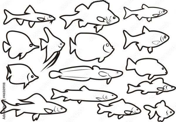 Рыбки трафарет много на одном листе
