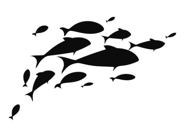 Стая рыб силуэт